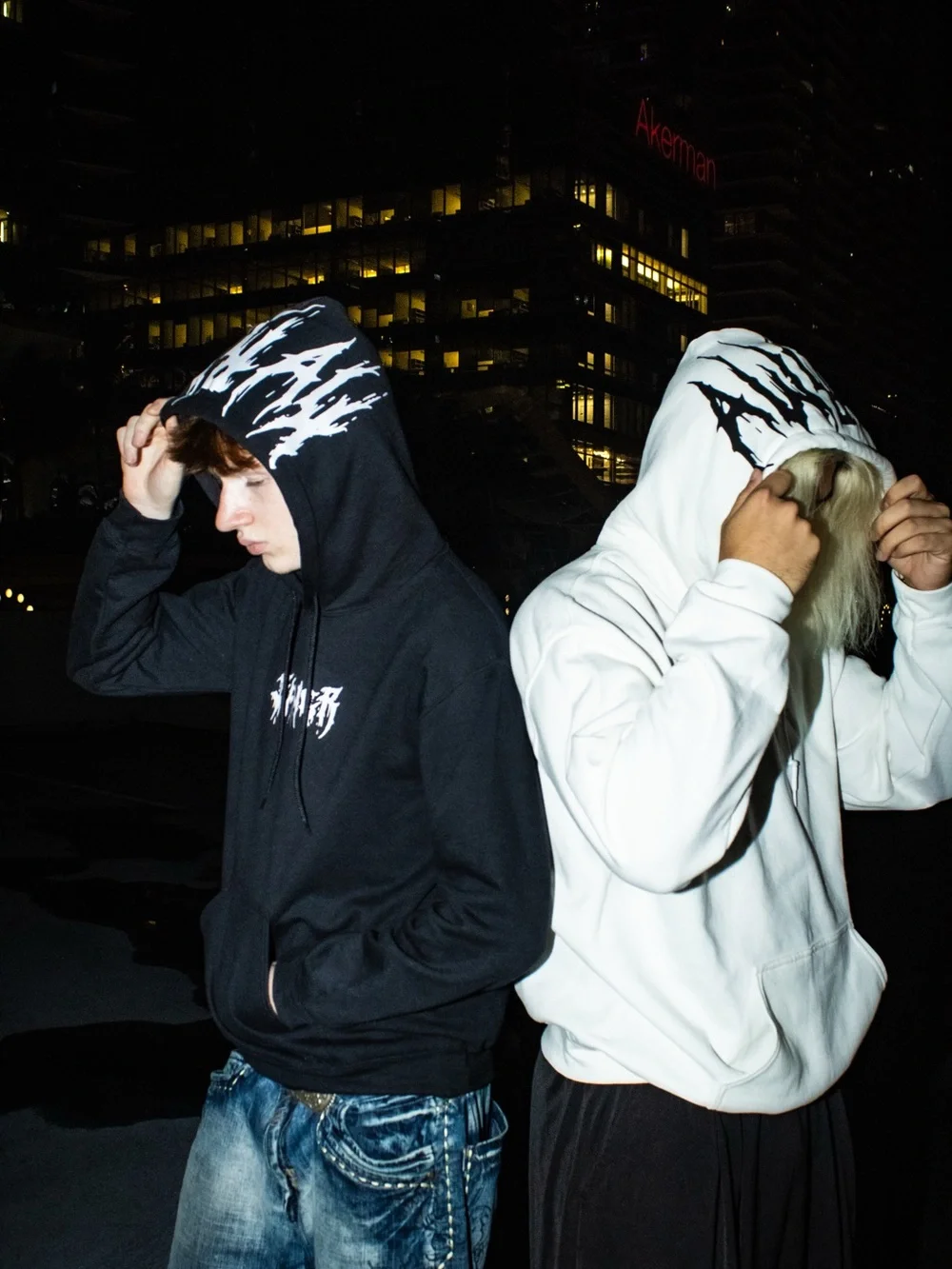 Karma Black & White Graphic Hooded Sweatshirt - Men